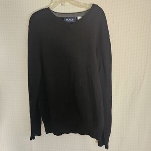 The Children’s Place Boys Sweater Size 7/8 M Black V-Neck Long Sleeve